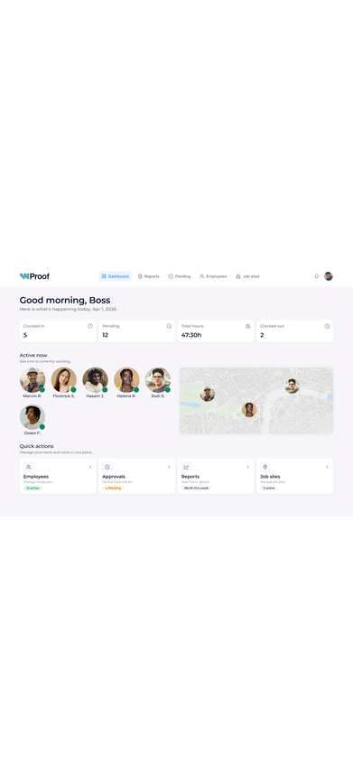 WProof mobile dashboard